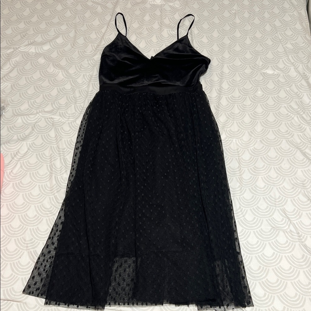 Express Black Midi Dress with Spaghetti Straps